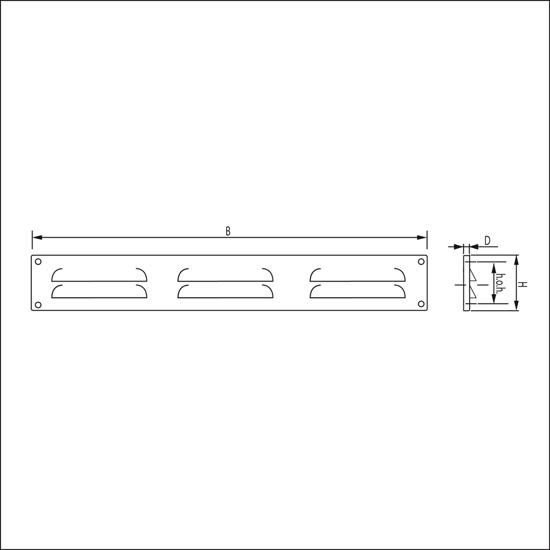 SCHOEPENROOSTER, ALUMINIUM, OPBOUWMAAT 370X40MM, MILL-FINISH BULK B1-3704A 3340303