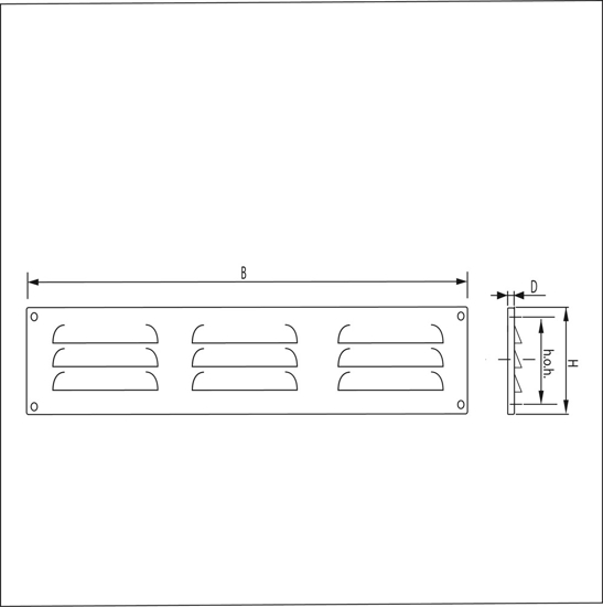 SCHOEPENROOSTER, ALUMINIUM, OPBOUWMAAT 495X65MM, MILL-FINISH BULK B1-5006A 3340304