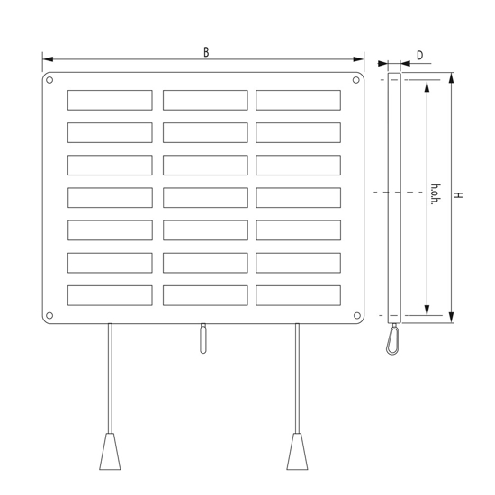 SCHUIFROOSTER AFSL. 300X250MM, KUNST. W 692 3340324