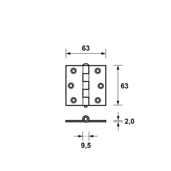 SCHARNIER/2,5X2,5/TGS EAN 11032323E 3344230