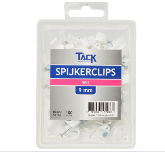 SPIJKERCLIP WIT 9MM 100 ST PER DOOSJE  3346967