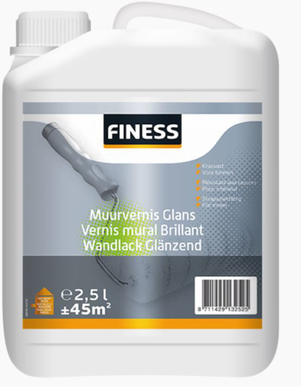 FINESS MUURVERNIS GLANS 2,5 L ACRYL KLEURLOOS  3349246