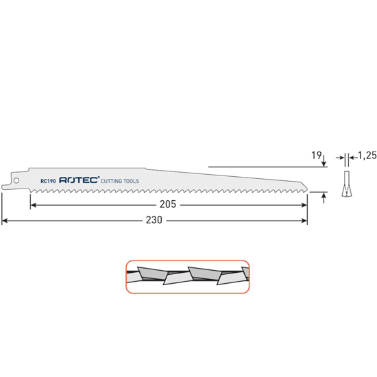 RECIPROZAAGBLAD RC190 (VPE 5) 525.0190 3349972