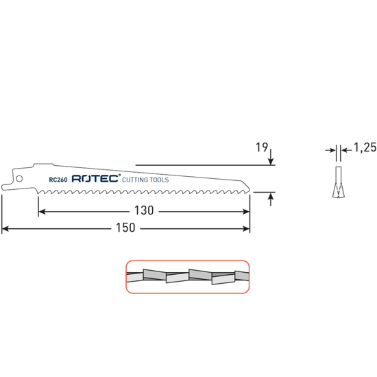 RECIPROZAAGBLAD RC260 / S611DF(VPE 5) 525.0260 3349975