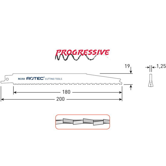 RECIPROZAAGBLAD RC350 / S3456XF (VPE 5) 525.0350 3349978