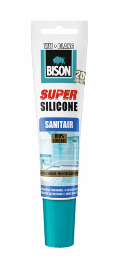 BISON SUPER SILICONE SANITAIR WIT TUB 150ML*6 NLFR 6300994 3351890