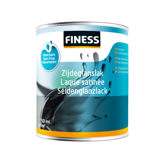 FINESS ZIJDEGLANSLAK WATERBASIS ACRYL BI 250ML 1428 ZWART 35318863 3352706