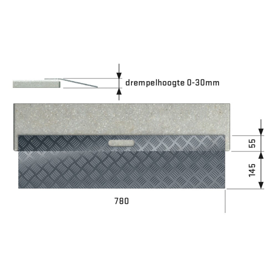 SECUCARE DREMPELHULP ALUMINIUM - TYPE 1 - BREEDTE 78CM - HOOGTE 0-3CM 8025.005.01 3353168