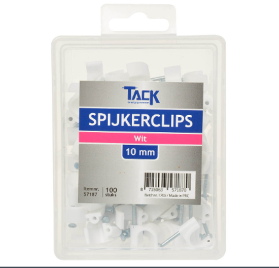 SPIJKERCLIP WIT 10MM 100 ST PER DOOSJE 57187 3354032