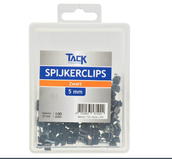 SPIJKERCLIP ZWART 5MM 100 ST PER DOOSJE  3354039