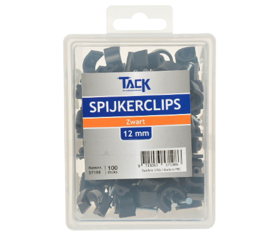 SPIJKERCLIP ZWART 12MM 100 ST PER DOOSJE 57198 3354047