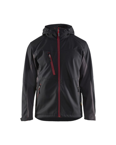 SOFTSHELL JACK MET CAPUCHON ZWART/ROOD M 475325169956M  3354749