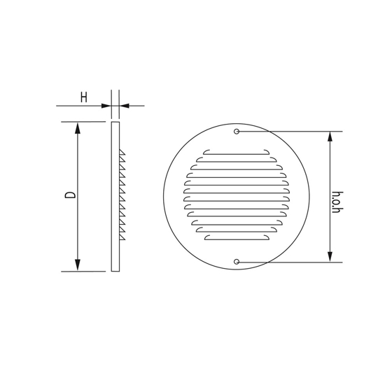 SCHOEPENROOSTER, ROND, ALUMINIUM, OPBOUWMAAT ?175MM, MILL-FINISH BULK B1-R175A 3355683