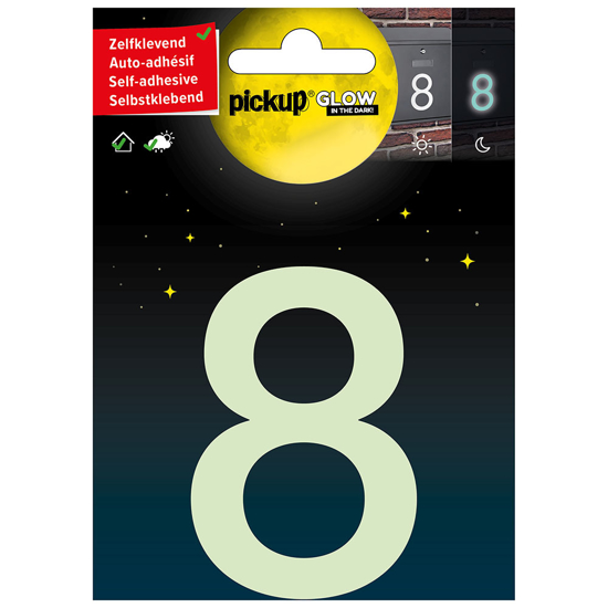 GLOW IN THE DARK NUMMER 8 75 MM ZELFKLEVEND 3909907518 3354474