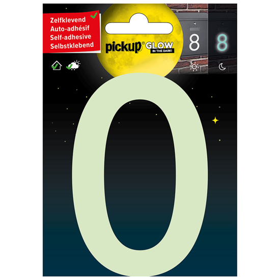 GLOW IN THE DARK NUMMER 0 100 MM ZELFKLEVEND 3909910010 3354477