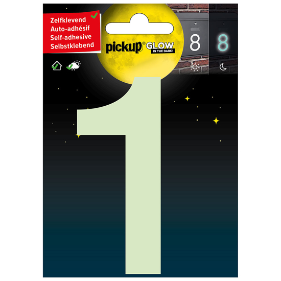 GLOW IN THE DARK NUMMER 1 100 MM ZELFKLEVEND 3909910011 3354478
