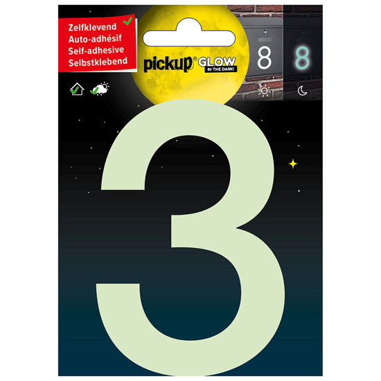 GLOW IN THE DARK NUMMER 3 100 MM ZELFKLEVEND 3909910013 3354480