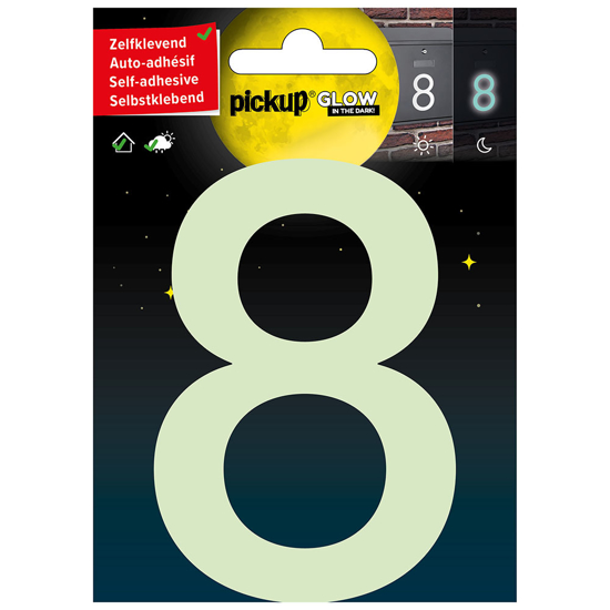 GLOW IN THE DARK NUMMER 8 100 MM ZELFKLEVEND 3909910018 3354485