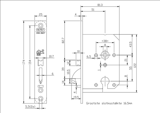 4109/18-50 BLIS. VEILIGHEIDSDEURSLOT, ZELFVERGRENDELEND, SKG**, DM50MM  3353002