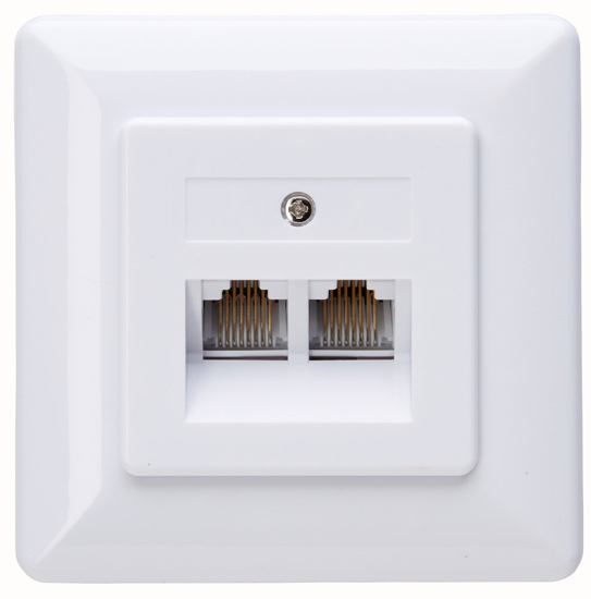 Afbeeldingen van INBOUW WANDCONTACTDOOS CAT6 2-VOUDIG RJ45, GESCHEIDEN AANSLUITINGEN ##NML