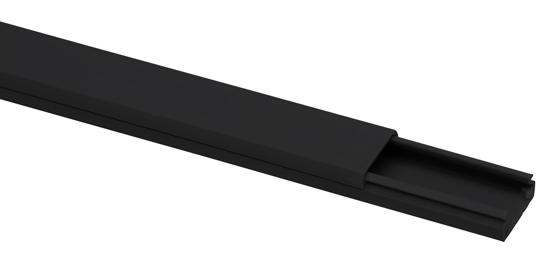 Afbeeldingen van KABELGOOT 20X10 MM, MET AFNEEMBAAR DEKSEL EN KLEEFSTRIP, 2 METER, ZWART