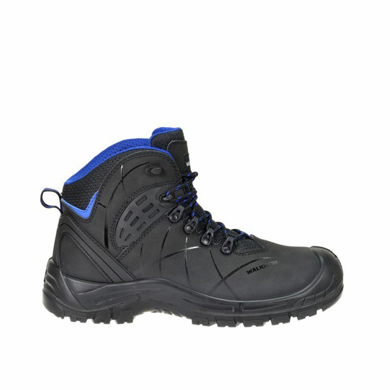 Afbeeldingen van WALKMATE WERKSCHOEN HOOG PARIJS S3 SRC ZWART/BLAUW MAAT 46 OP=OP