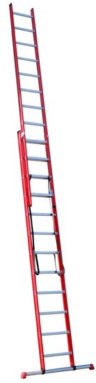 Afbeeldingen van REFORMLADDER 2-DELIG ALUMINIUM 2 X 12 MET STALEN BALK 4T