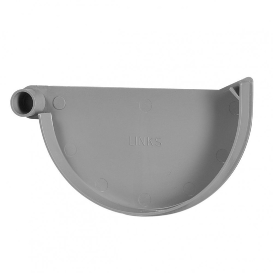 Afbeeldingen van PVC KRAALGOOT EINDSTUK LINKS GRIJS 150MM