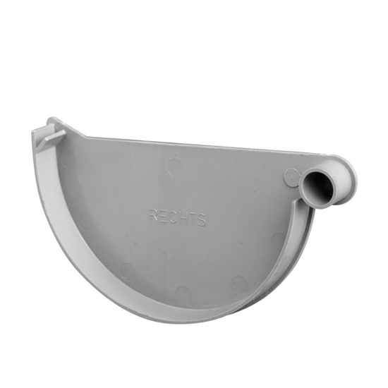 Afbeeldingen van PVC KRAALGOOT EINDSTUK RECHTS GRIJS 150MM