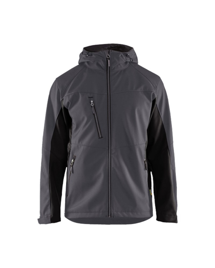 Afbeeldingen van SOFTSHELL JACK MET CAPUCHON MEDIUM GRIJS/ZWART M 475325169699M OP=OP