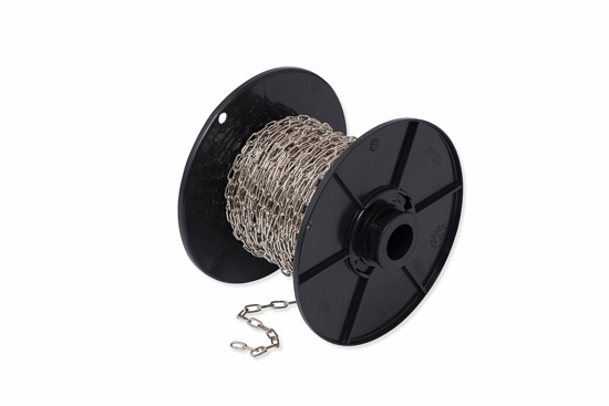 Afbeeldingen van DX KLOKKETTING 1,6MM STAAL VERNIKKELD (ROL 25 MTR)