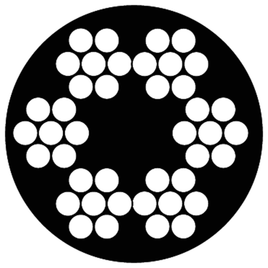 Afbeeldingen van DX STAALKABEL 6X7+1TWK 3/5MM PVC TRANSP. OMMANTELD (ROL 75 MTR)