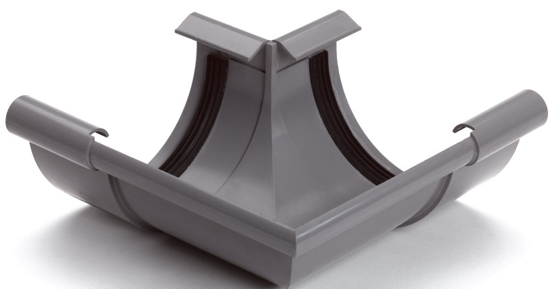 Afbeeldingen van S-LON BUITENHOEKSTUK VOOR MASTGOOT, PVC, KLEM, GRIJS, 150 MM