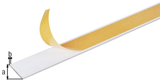 Afbeeldingen van PLATTE STRIP,ZELFKL ALU WIT 30X2/2,6M