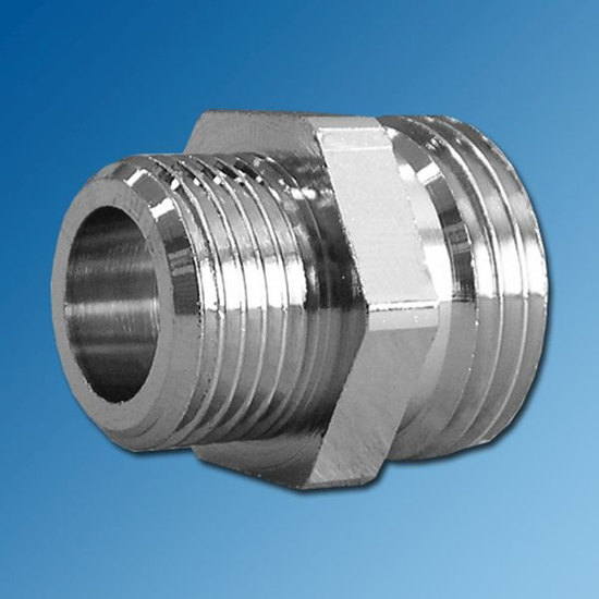 Afbeeldingen van NIPPEL, DUBBEL, VERLOPEND M24BU. X 3/4"BU. CHROOM DHZ