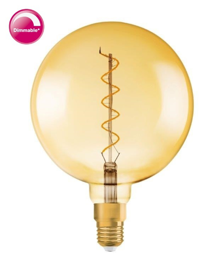 Afbeeldingen van OSRAM VINTAGE 1906 BIG GLOBE 28 LED FILAMENT DIM 4W 820 GOLD E27