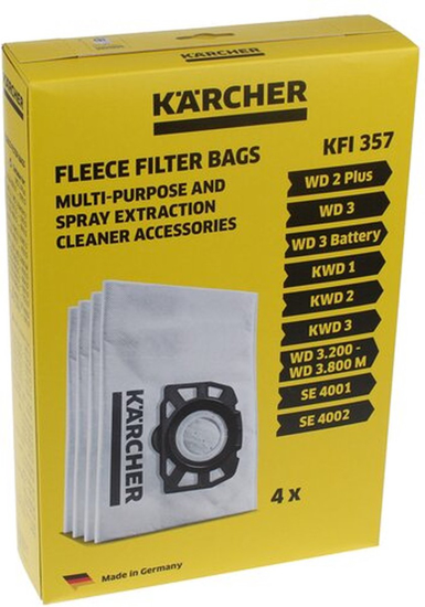 Afbeeldingen van KÄRCHER VLIESFILTERZAKKEN KFI 357 VOOR WD 2 PLUS/ WD 3/ KWD 1-3/ SE 4001 & SE 4002