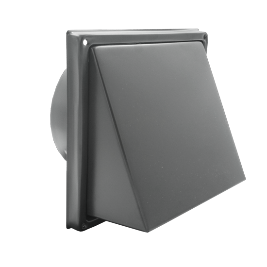 Afbeeldingen van KAPROOSTER MET KLEP RVS 304 ZWART RAL7021 Ø150MM