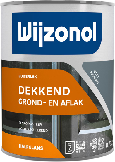Afbeeldingen van WIJZONOL DEKKEND HALFGLANS GROND EN AFLAK 750ML RAL 9121 ANTRACIET