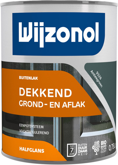 Afbeeldingen van WIJZONOL DEKKEND HALFGLANS GROND EN AFLAK 750ML RAL 9328 ANTIEKGROEN