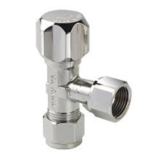 Afbeeldingen van HOEKSTOPKRAAN CHROOM 3/8" X 12MM KNEL