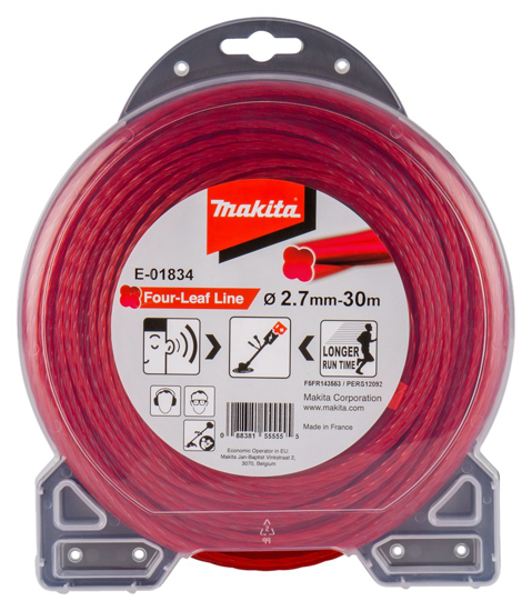 Afbeeldingen van MAKITA KLAVERBLADVORMIG MAAIDRAAD 2,7X30 METER ROOD E-01834