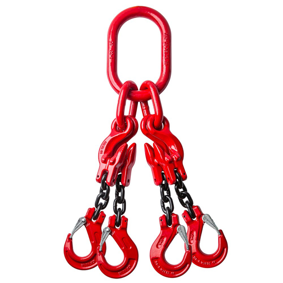 Afbeeldingen van DELTALOCK GRADE 80 – 4-SPRONG 10 MM X 1 METER – KLEPHAAK EN INKORTHAAK – WLL GEBASEERD OP 0 - 45°