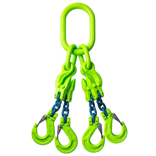 Afbeeldingen van DELTALOCK GRADE 100 - 4-SPRONG 6 MM X 3 METER - KLEPHAAK EN INKORTHAAK - WLL GEBASEERD OP 0 - 45°