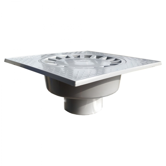 Afbeeldingen van KLOKROOSTER KUNSTSTOF ONDERUITLOOP LICHTGRIJS 250X250MM