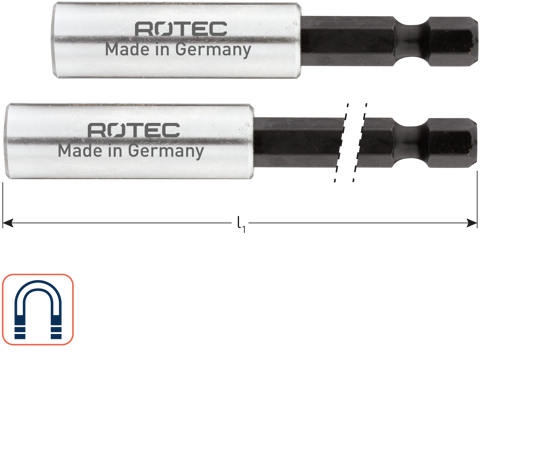 Afbeeldingen van BITHOUDER E6.3X150, MAGN., HULS ø10X35, MET C-RING