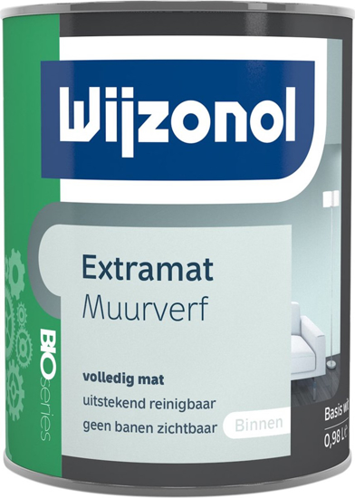Afbeeldingen van WIJZONOL INTERIEUR MUURVERF EXTRA MAT BASIS WIT 980ML