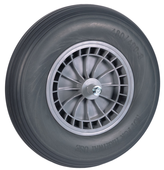 Afbeeldingen van WIEL 400X8 GRIJS SOFTWIEL PVC KOGELLAGER 13 CM AS
