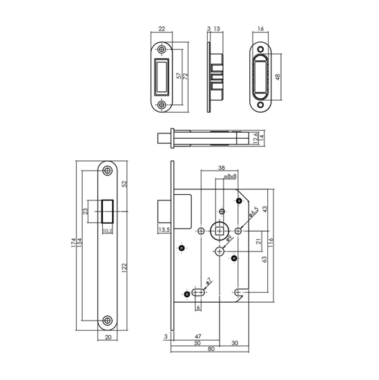 Afbeeldingen van MAGNEET CILINDERSLOT 1269 INCL. RVS VOORPLAAT EN SLUITPLAAT