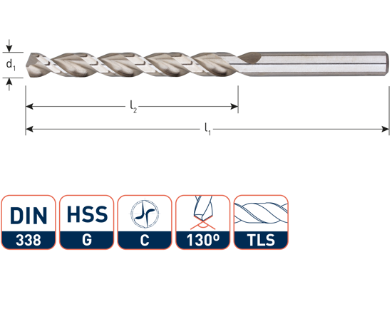 Afbeeldingen van HSS-G HOUTSPIRAALBOOR, DIN 338, TLS, ø4,0X43X75